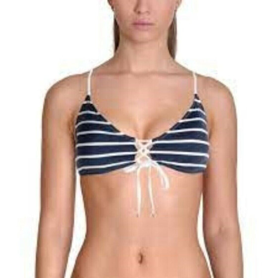 Polo Ralph Lauren 260866 Women's Striped Laced Up Bikini Top Swimwear Size L