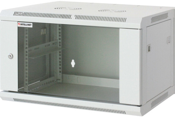 Intellinet Network Cabinet - Wall Mount (Standard) - 15U - Usable Depth 500mm/Wisth 540mm - Grey - Assembled - Max 60kg - Metal & Glass Door - Back Panel - Removeable Sides,Suitable also for use on desk or floor - 19",Parts for wall install (eg screws/rawl plugs) no