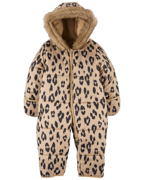 Baby Quilted Leopard Print Snowsuit 12M