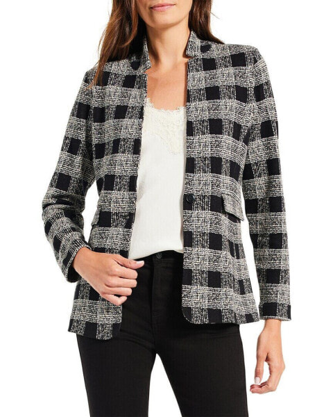 Nic+Zoe Petite Perfectly Plaid Knit Linen-Blend Blazer Women's