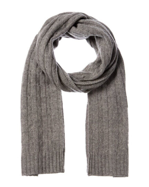 Qi Cashmere Cable Stitch Cashmere Scarf Men's Grey Os