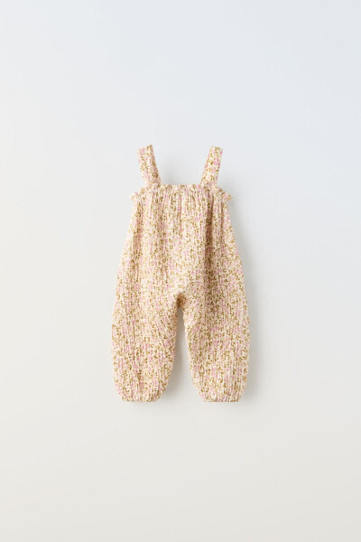 Textured printed dungarees