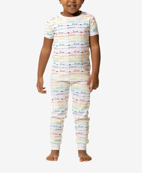 Little Boys and Girls Peace and Love 2-Piece Matching Family Pajama Set