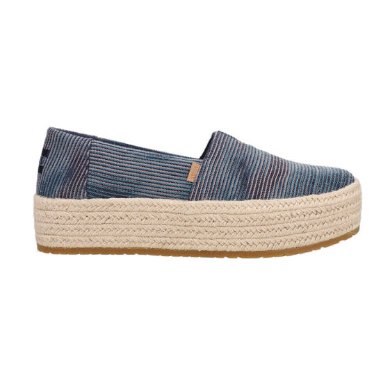 TOMS Valencia Denim Slip On Plaform Espadrille Womens Blue Flats Casual 1002143