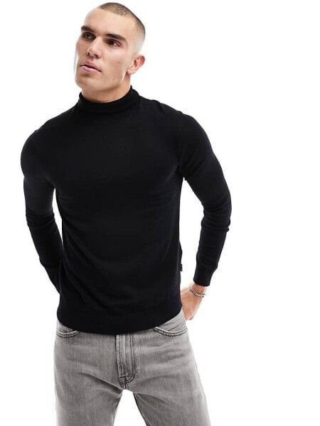 ONLY & SONS high neck jumper in black