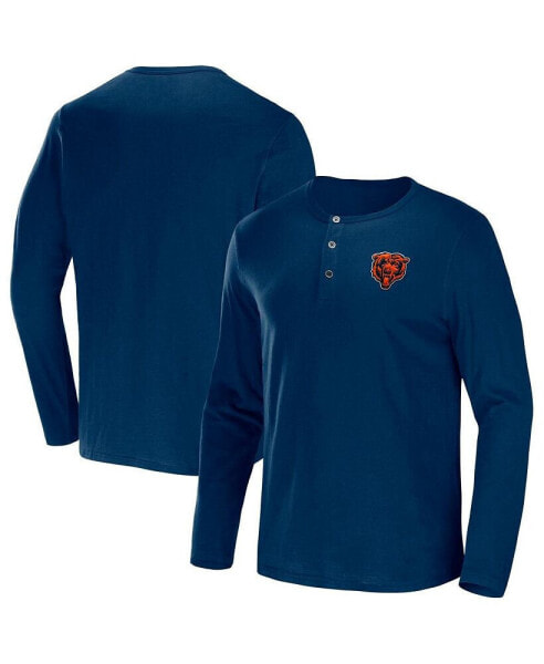 Men's NFL x Darius Rucker Collection by Navy Chicago Bears Slub Jersey Henley Long Sleeve T-shirt