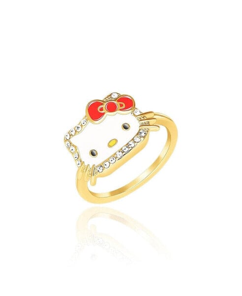 Sanrio Yellow Gold Plated Crystal Face Jewelry Ring - Size 7