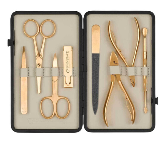 Leather-Bound Manicure Set - Gold/Cream