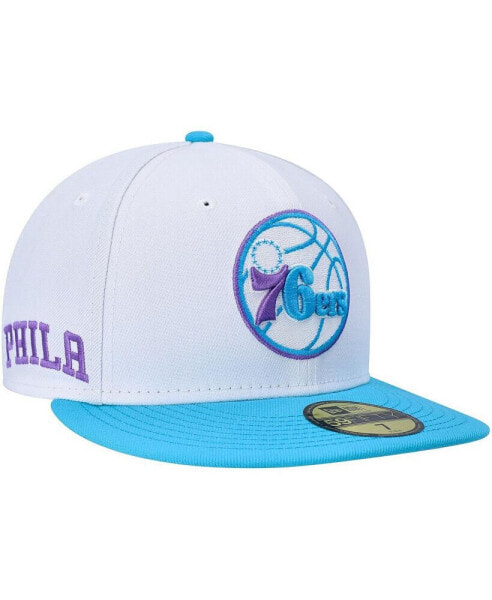 Men's White Philadelphia 76ers Vice Blue Side Patch 59FIFTY Fitted Hat
