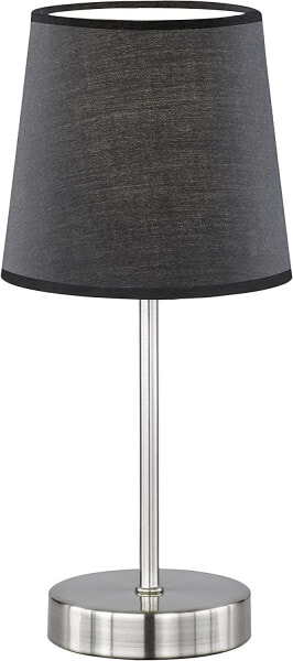 WOFI table lamp Cesena 1-flame, gray, Ø approx. 14 cm, height approx. 31 cm, fabric shade 832401500000