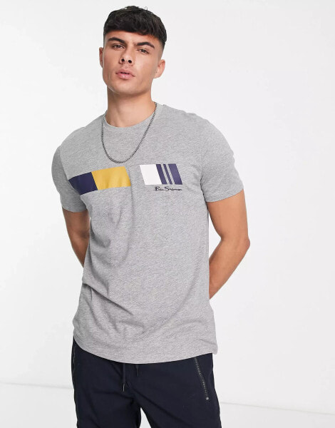 Ben Sherman retro stripe print t-shirt in grey