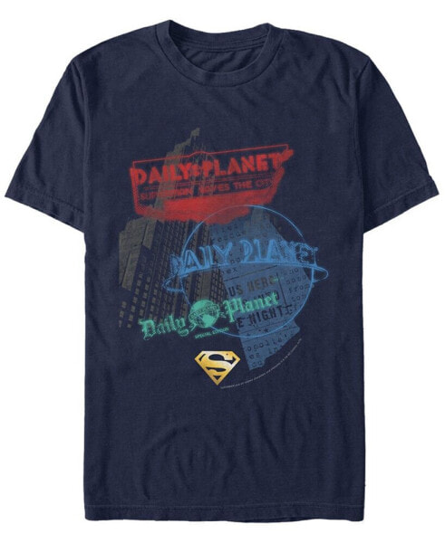 DC Men's Superman Daily Planet Signs Short Sleeve T-Shirt