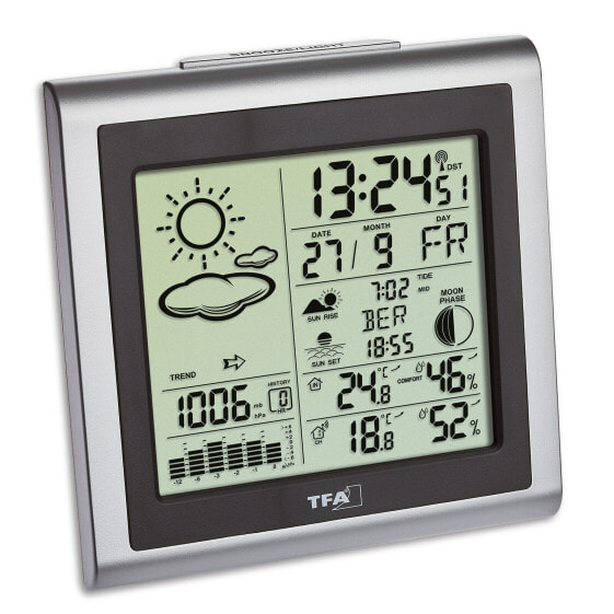 TFA 35.1145.54 - Silver - Indoor hygrometer - Indoor thermometer - Outdoor hygrometer - Outdoor thermometer - Barometer - Hygrometer - Rainfall - Thermometer - Barometer - Hygrometer - Thermometer - Plastic - 20 - 95%