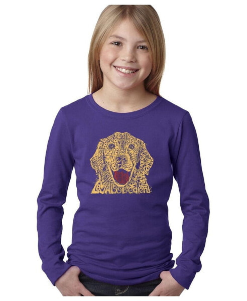 Big Girl's Word Art Long Sleeve T-Shirt - Dog