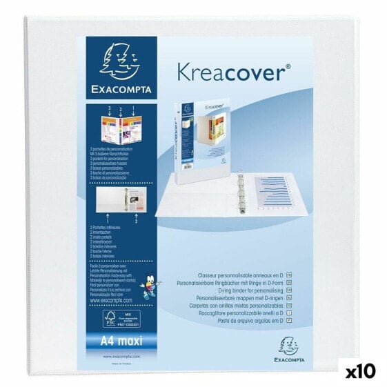 Ring binder Exacompta Kreacover White A4+ (10 Units)