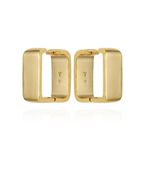 Gold-Tone Brass Rectangle Hoop Earrings