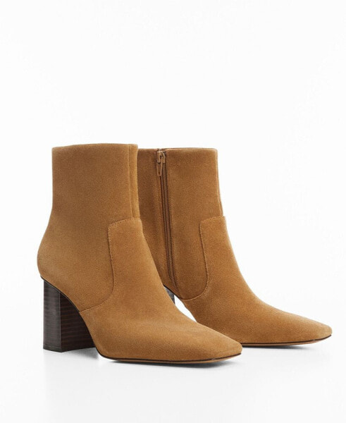 Women's Block Heeled Leather Ankle Boots