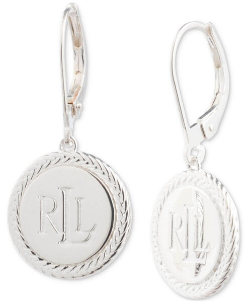 Logo Drop Earrings in Sterling Silver