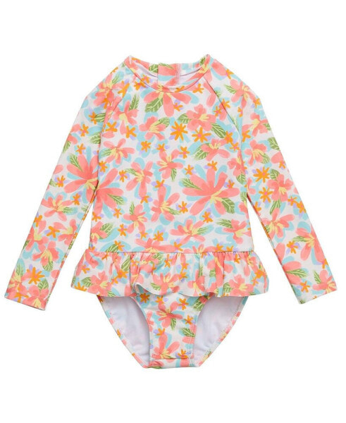 Little Girls Hawaiian Luau Sustainable LS Surf Suit