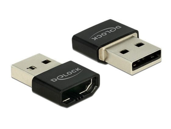 Разъемы и переходники Delock HDMI/USB-A - Черный - Серебристый - Коробка - 16.6 мм - 23.4 мм - 6.8 мм - 1 шт.