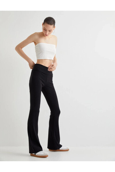 İspanyol Paça Pantolon Modal Kumaş Slim Fit Standard Bel