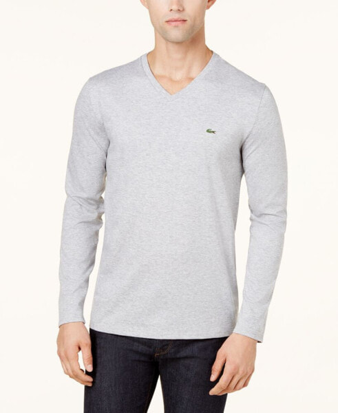 Men's V-Neck Casual Long Sleeve Jersey T-Shirt