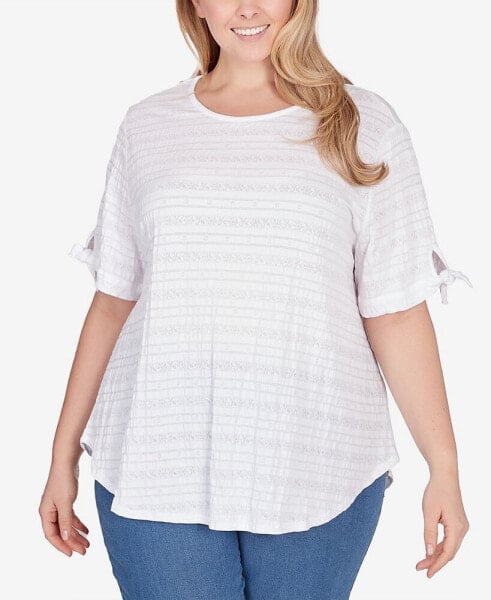 Plus Size Decorative Smocked Knit Top