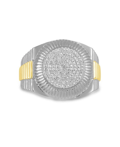 Men's Diamond Two-Tone Circle Cluster Style Ring (1/10 ct. t.w.) in 18k Gold-Plate Sterling Silver (Also in Sterling Silver)
