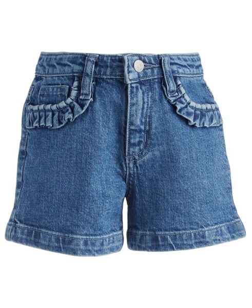 Little Girls Crocus Ruffled Denim Shorts, Created for Macy's