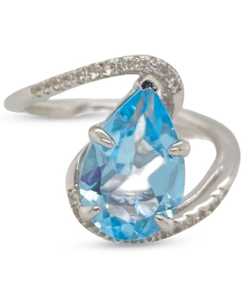 Sky Blue Topaz (3 ct. t.w.) & White Topaz Accent Swirl Statement Ring in Sterling Silver