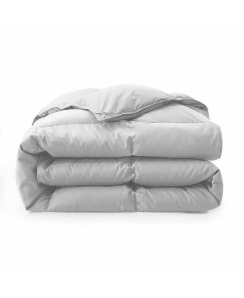 Medium Weight White Goose Down Feather Comforter, Full/Queen