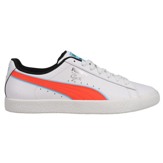 Puma Clyde Airbrush Lace Up Mens White Sneakers Casual Shoes 382773-01