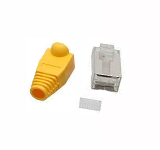 InLine Crimp Connector RJ45 8P8C shielded w. threader+bend protection - yellow