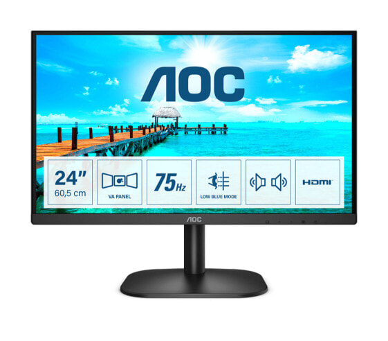 Монитор AOC 24B2XDAM - Full HD, LED, 4 мс, 60.5 см (23.8") - чёрный