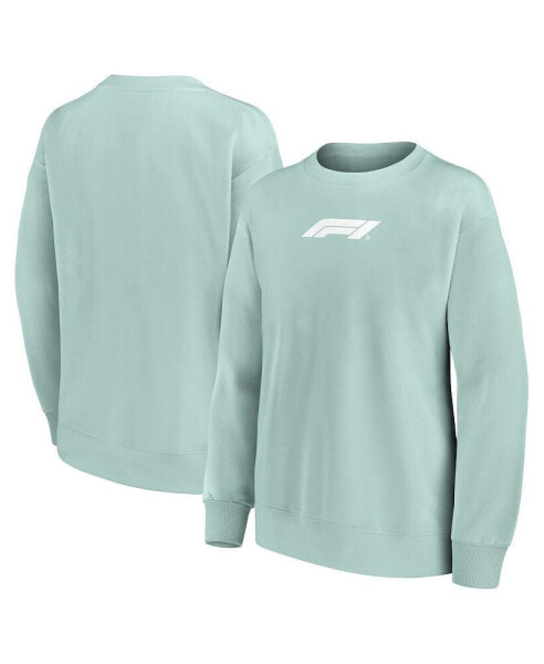 Women's Green Formula 1 Merchandise Mono Crest Fleece Pullover Sweatshirt