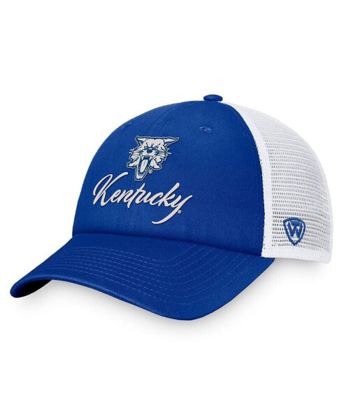 Women's Royal, White Kentucky Wildcats Charm Trucker Adjustable Hat