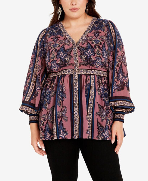 Plus Size Serene Placement Long Sleeve Top