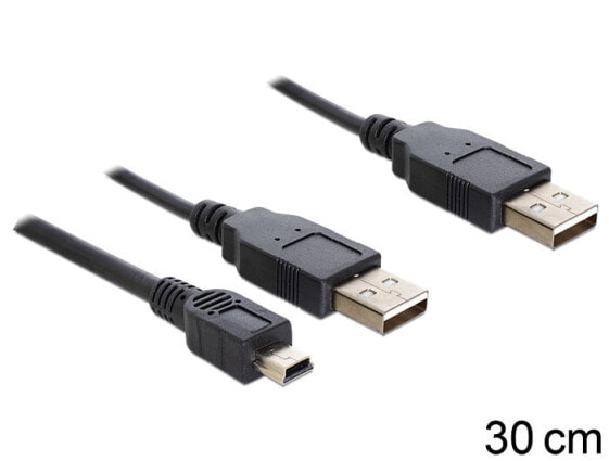 Delock 83178 - 0.3 m - 2 x USB A - USB 2.0 - Male/Male - 480 Mbit/s - Black