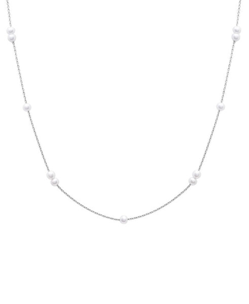 Cultured Freshwater Pearl (3mm) Station 17" Collar Necklace in Sterling Silver