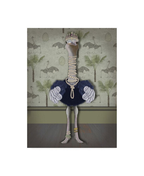 Fab Funky Ostrich and Pearls, Full Canvas Art - 36.5" x 48"
