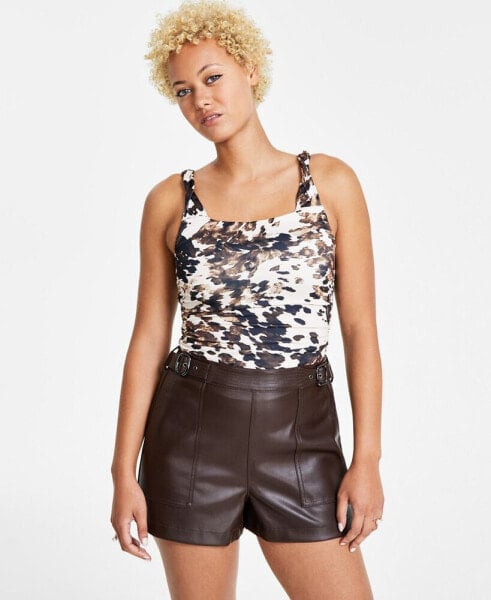 Women's Printed Twisted-Strap Bodysuit, Created for Macy's