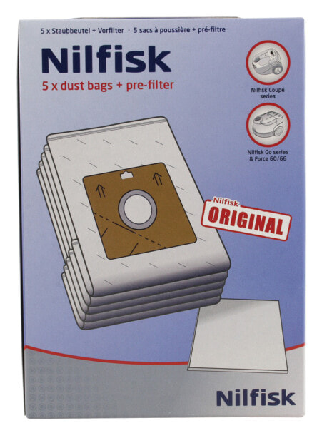 Nilfisk DUST BAG SYNTH ONE,GO AND COUPE - Grey - White - Nilfisk - Coupe - 5 pc(s) - 5 pc(s)