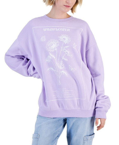 Juniors' Wildflower Graphic Fleece Sweatshirt