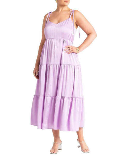 Plus Size Tiered Satin Maxi Dress