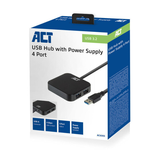 ACT AC6305 - USB 3.2 Gen 1 (3.1 Gen 1) Type-A - USB 3.2 Gen 1 (3.1 Gen 1) Type-A - 5000 Mbit/s - Black - 0.52 m - 60 mm