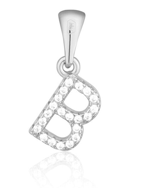 Silver pendant with zircons letter "B" SVLP0948XH2BI0B