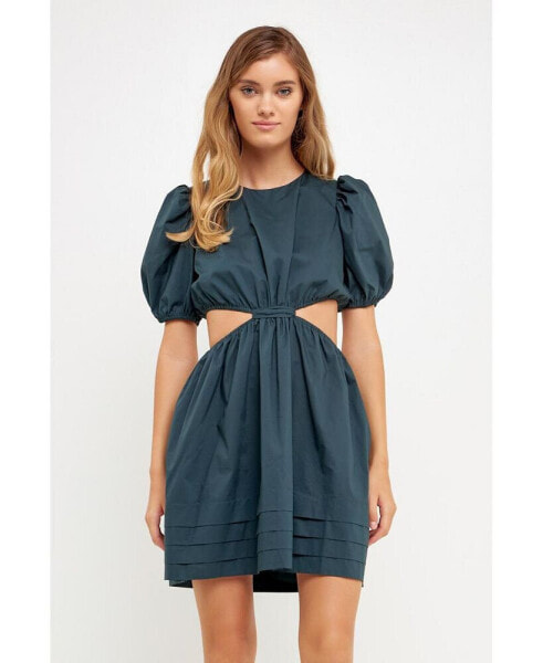 Women's Pleats with Cut-out Detail Mini Dress