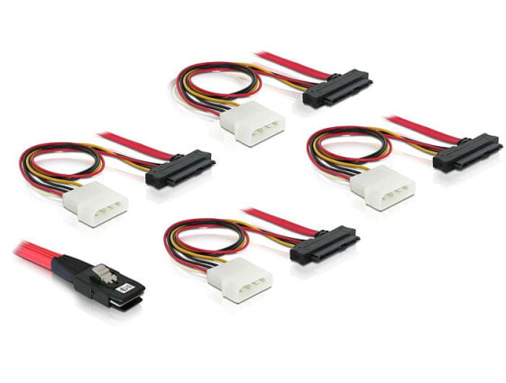 Delock 83146 - 1 m - mini SAS 36-pin - 4x SAS 29pin (SFF 8087 > 4x SFF 8482 + 5.25) - Male/Male - Black - Red - White