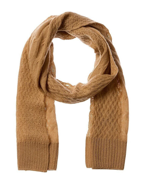 Hannah Rose Horseshoe Cable Basketweave Cashmere Scarf Women's Brown