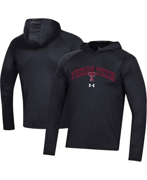 Men's Black Texas Tech Red Raiders 2023 Sideline Tech Hooded Raglan Long Sleeve T-shirt